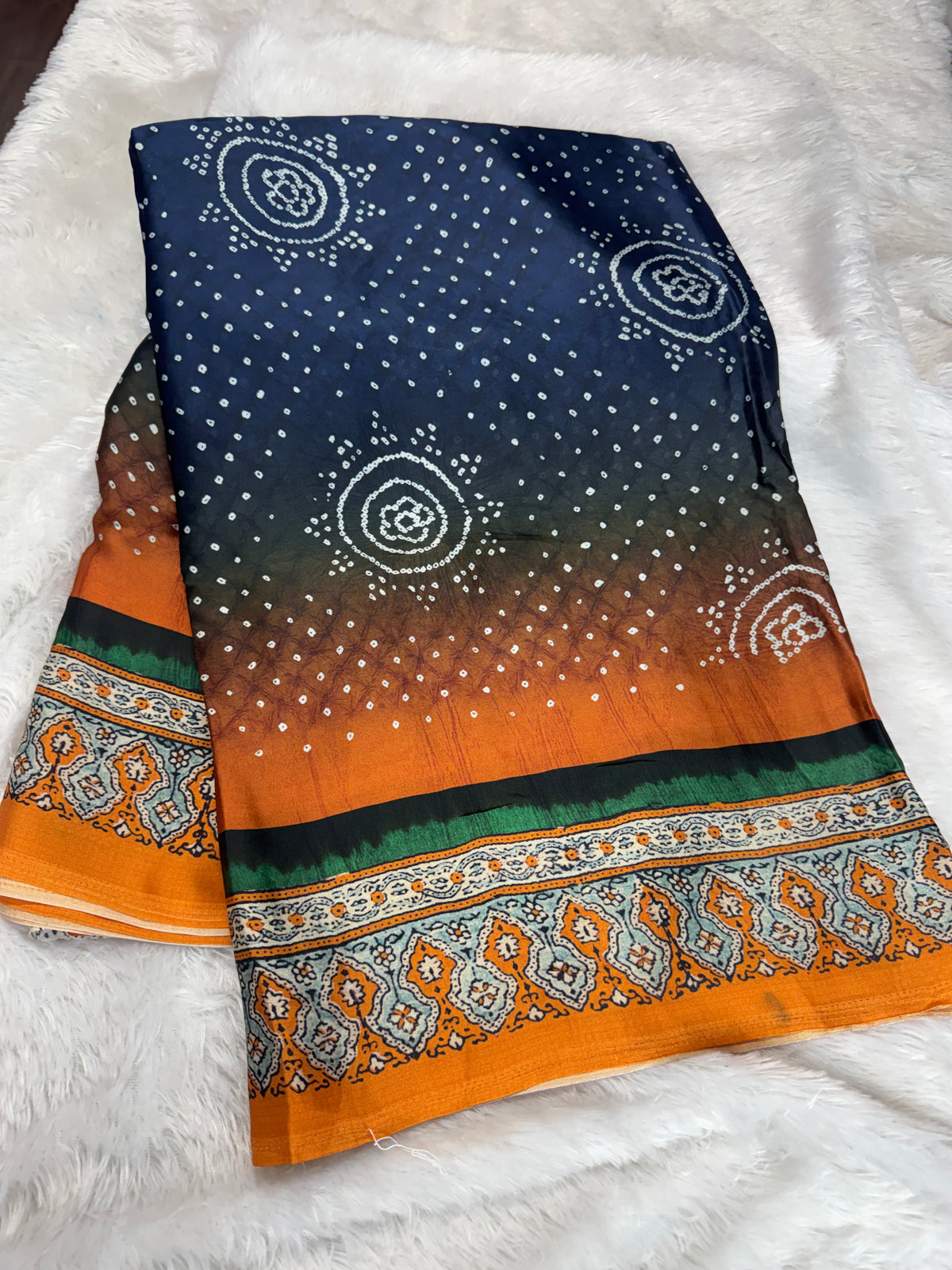 Mulberry silk ajrakh sarees-SR1309B