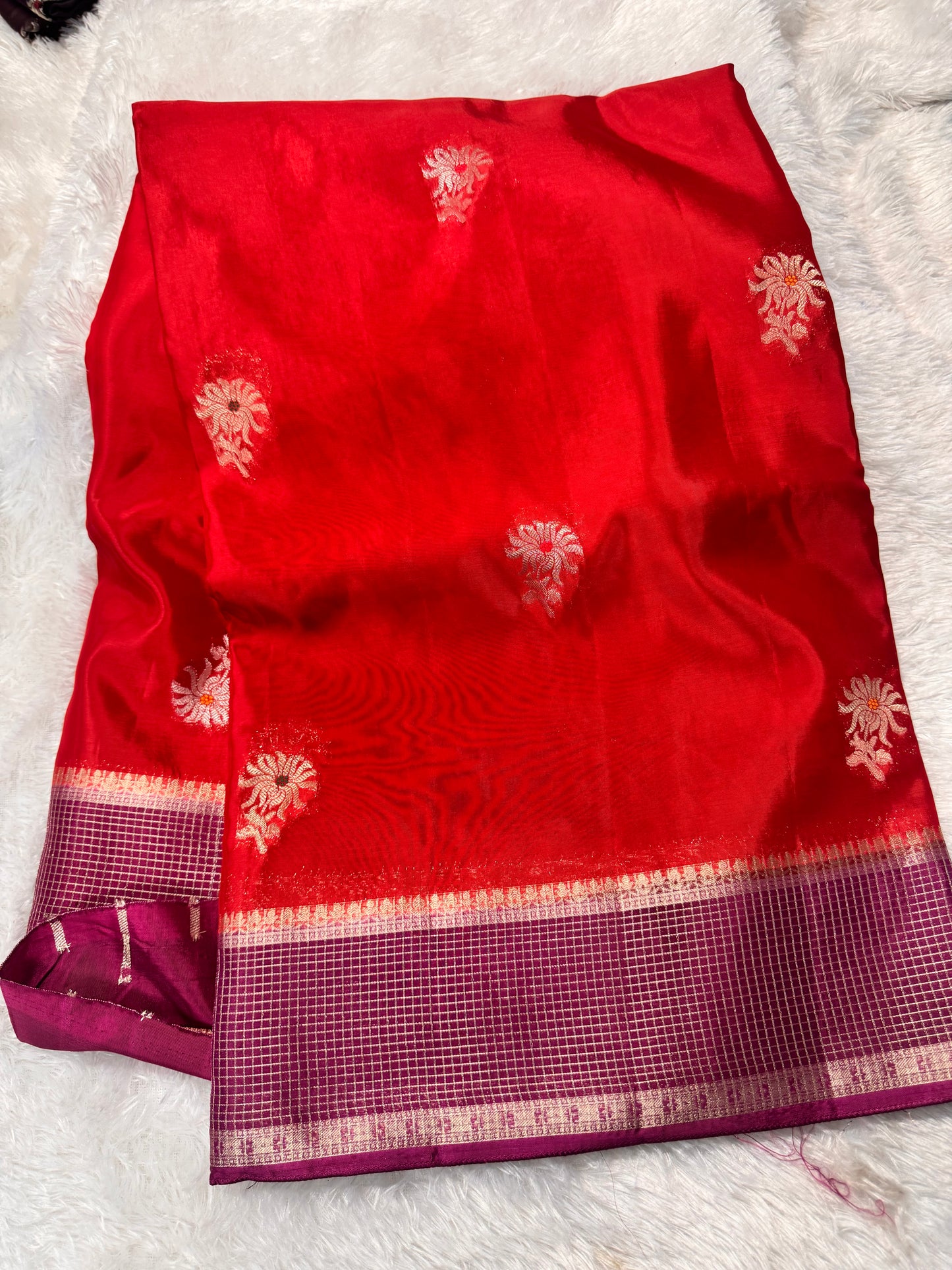 HO silk checks border weaving pallu-SR1277C