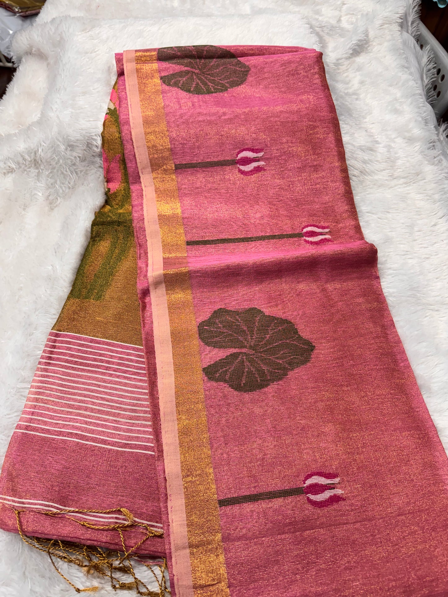 Linen tissue Jamdhani saree-SR1271A