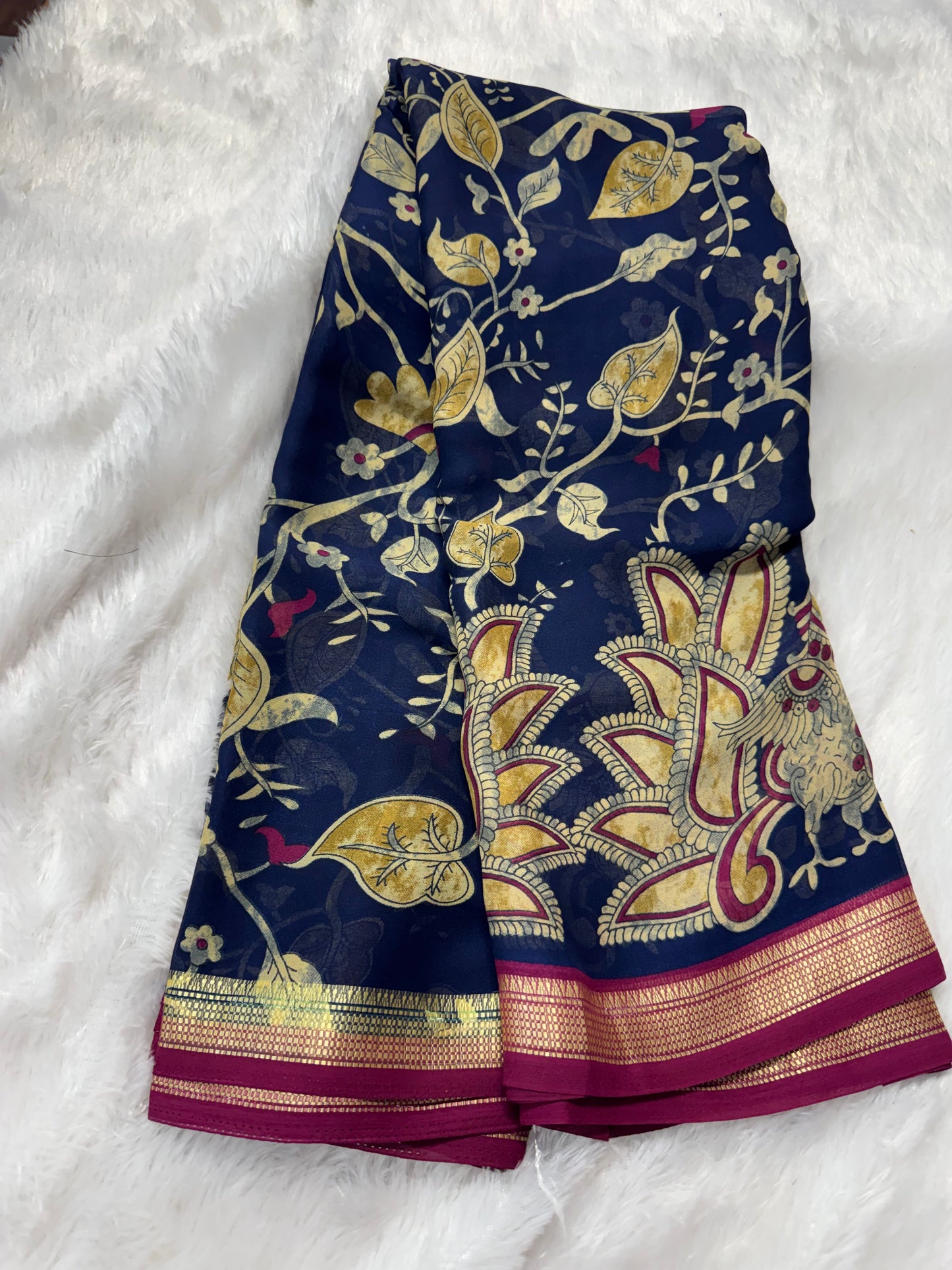 Mysore Georget Kalamkari saree-SR1208D