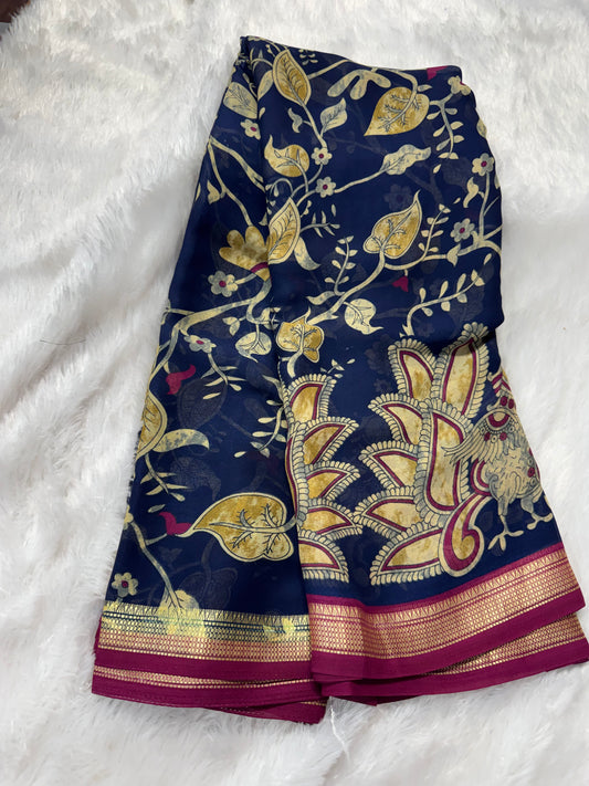 Mysore Georget Kalamkari saree-SR1208D