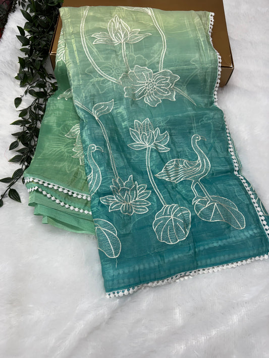 Appliqué work sarees-SR1019F