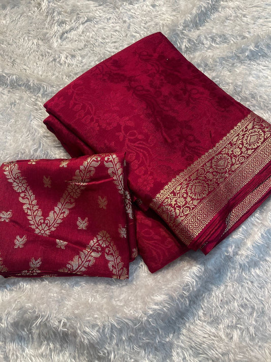 Pure Chinnon jacquard saree-SR1108A