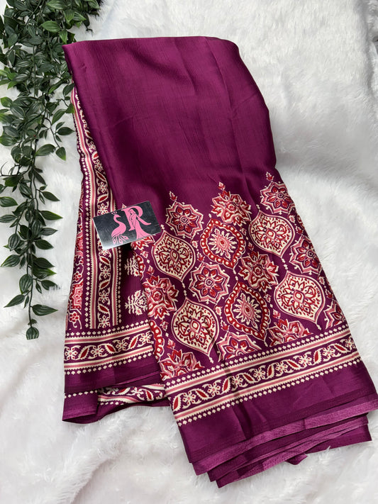Ajrakh saree-SR1070C