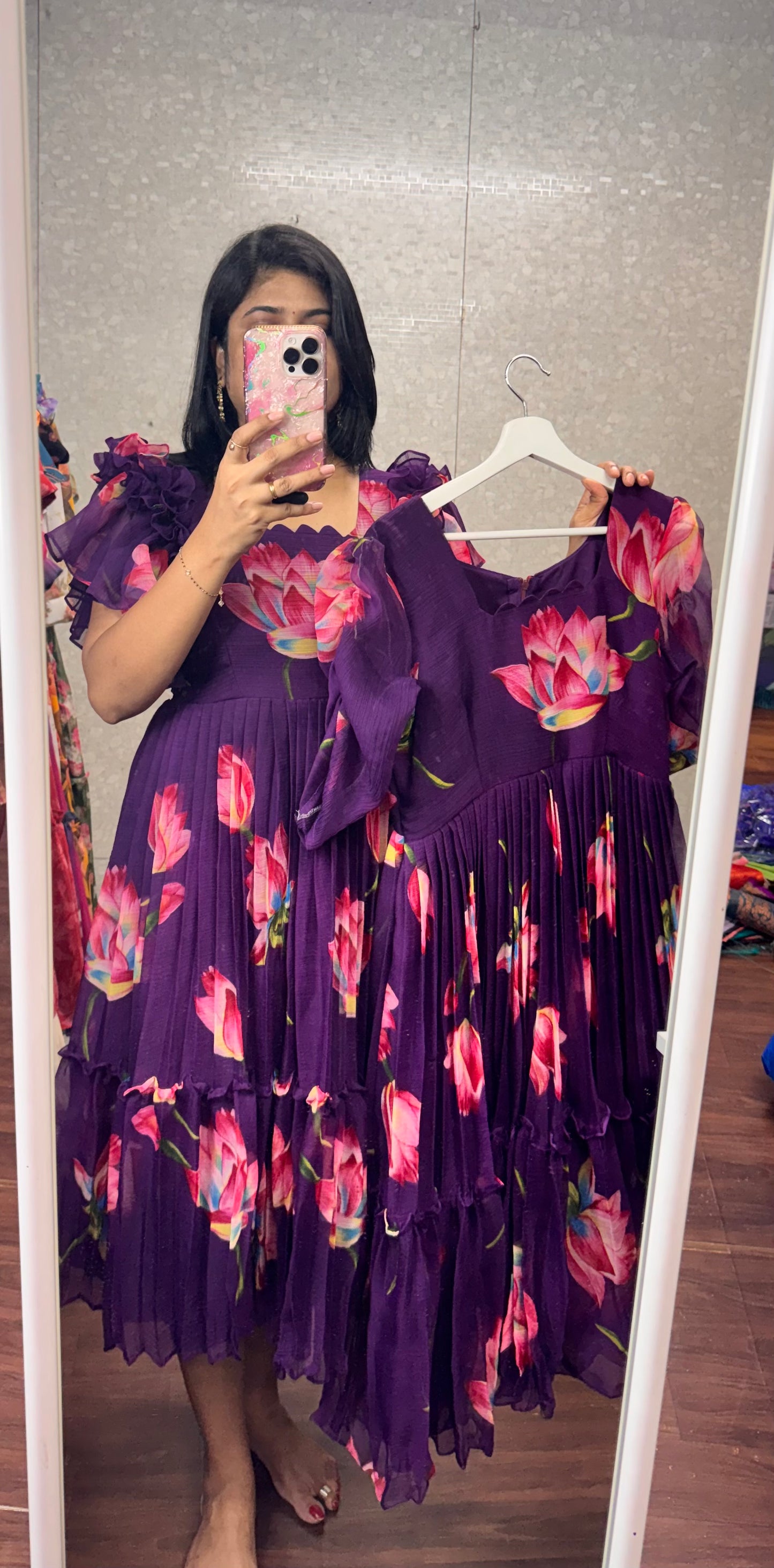 Chiffon printed frocks -SRF1070E