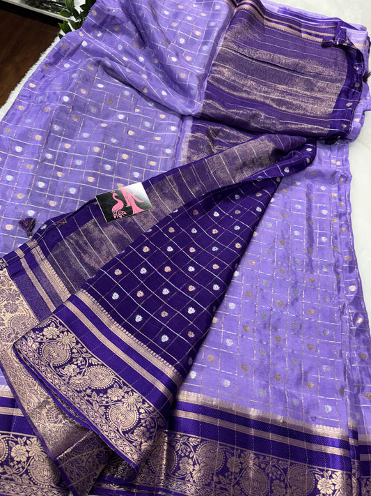 Pure Chinnon zari checks -SR1041E