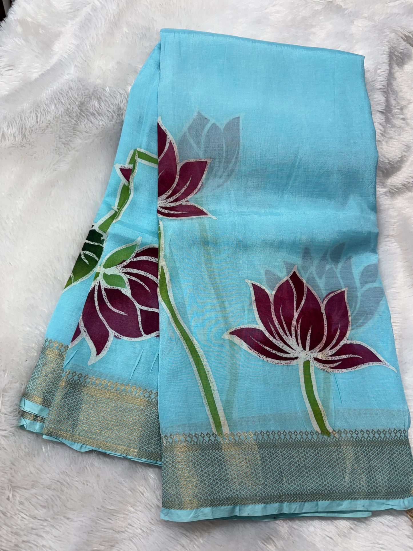 Mangalagiri pattu digital print saree-SR1169B