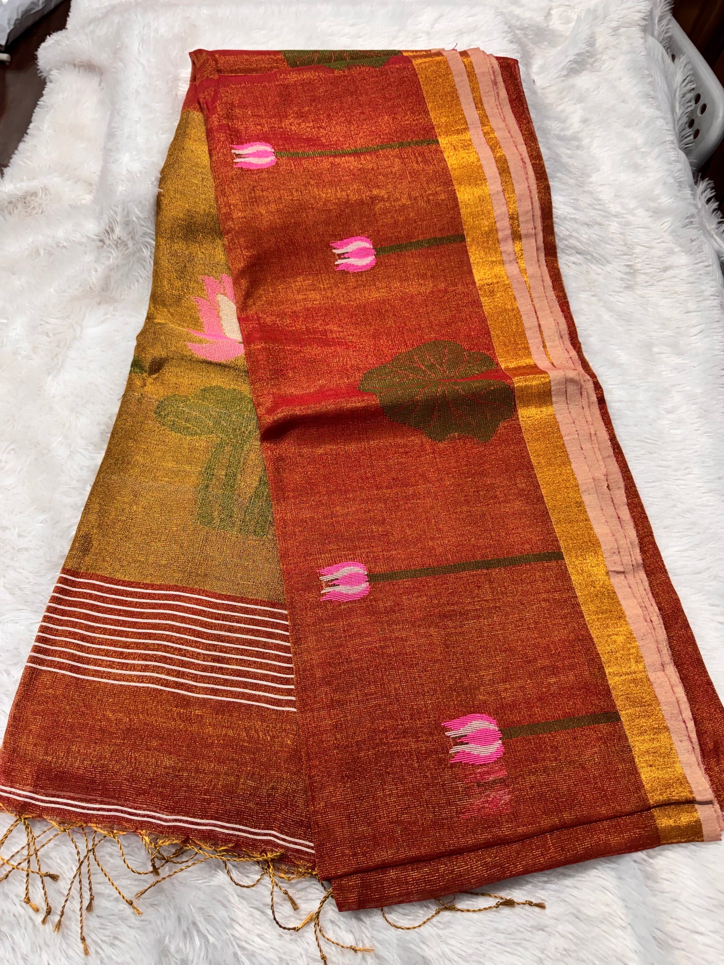 Linen tissue Jamdhani saree-SR1271B