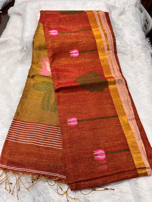 Linen tissue Jamdhani saree-SR1271B