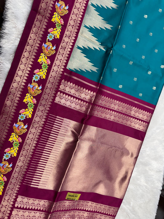 Fancy pattu saree Tanjore border -SR1202E
