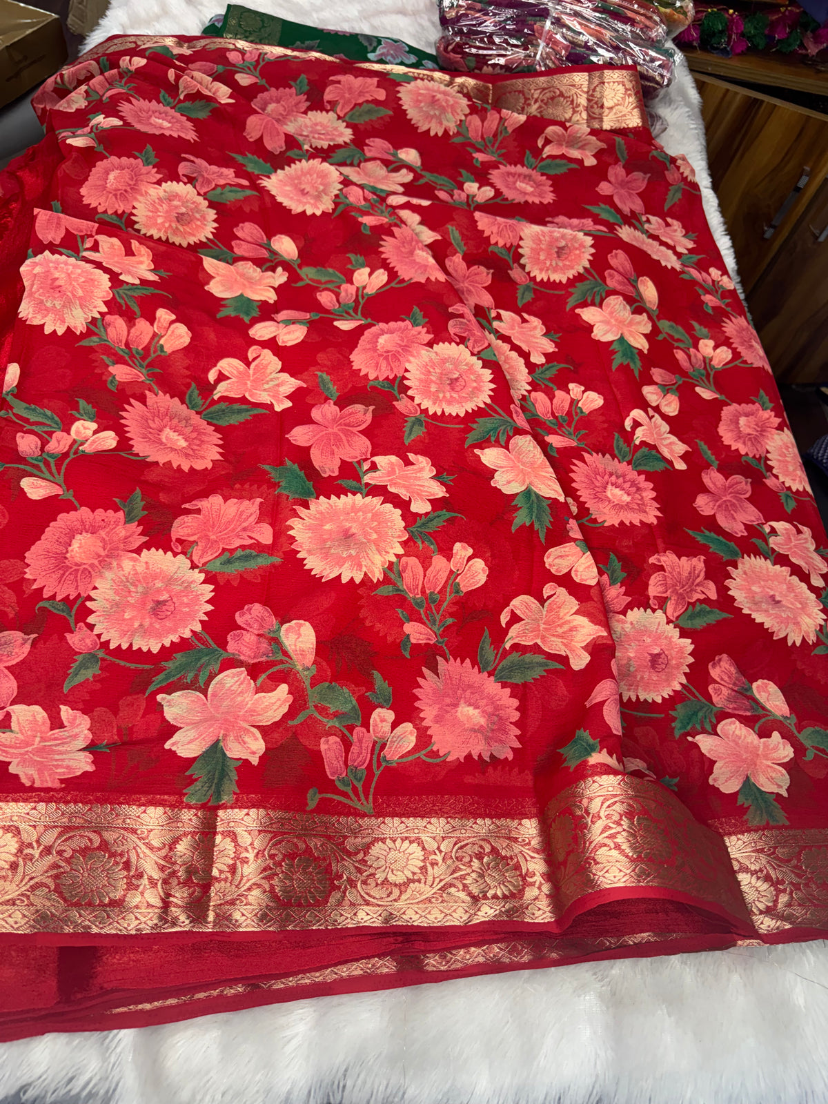 Chiffon floral  saree-SR1345A