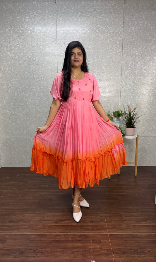 Pure Chinnon ombré frock-SRF1005D
