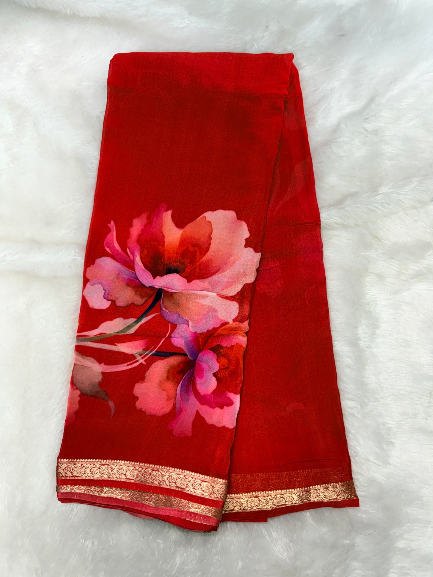 Pure chinnon digital print saree-SR1227J