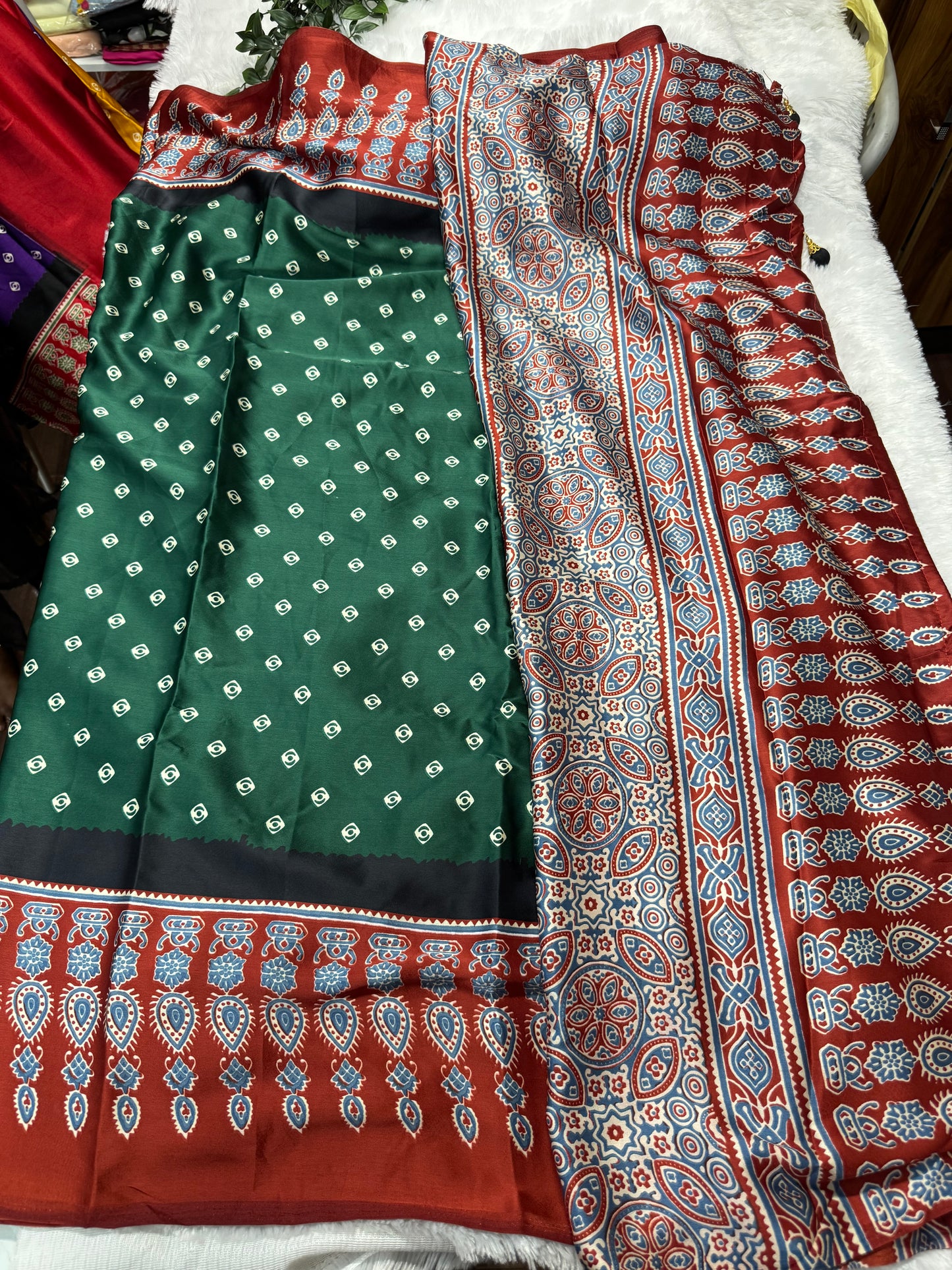 Ajrakh saree-SR1017B