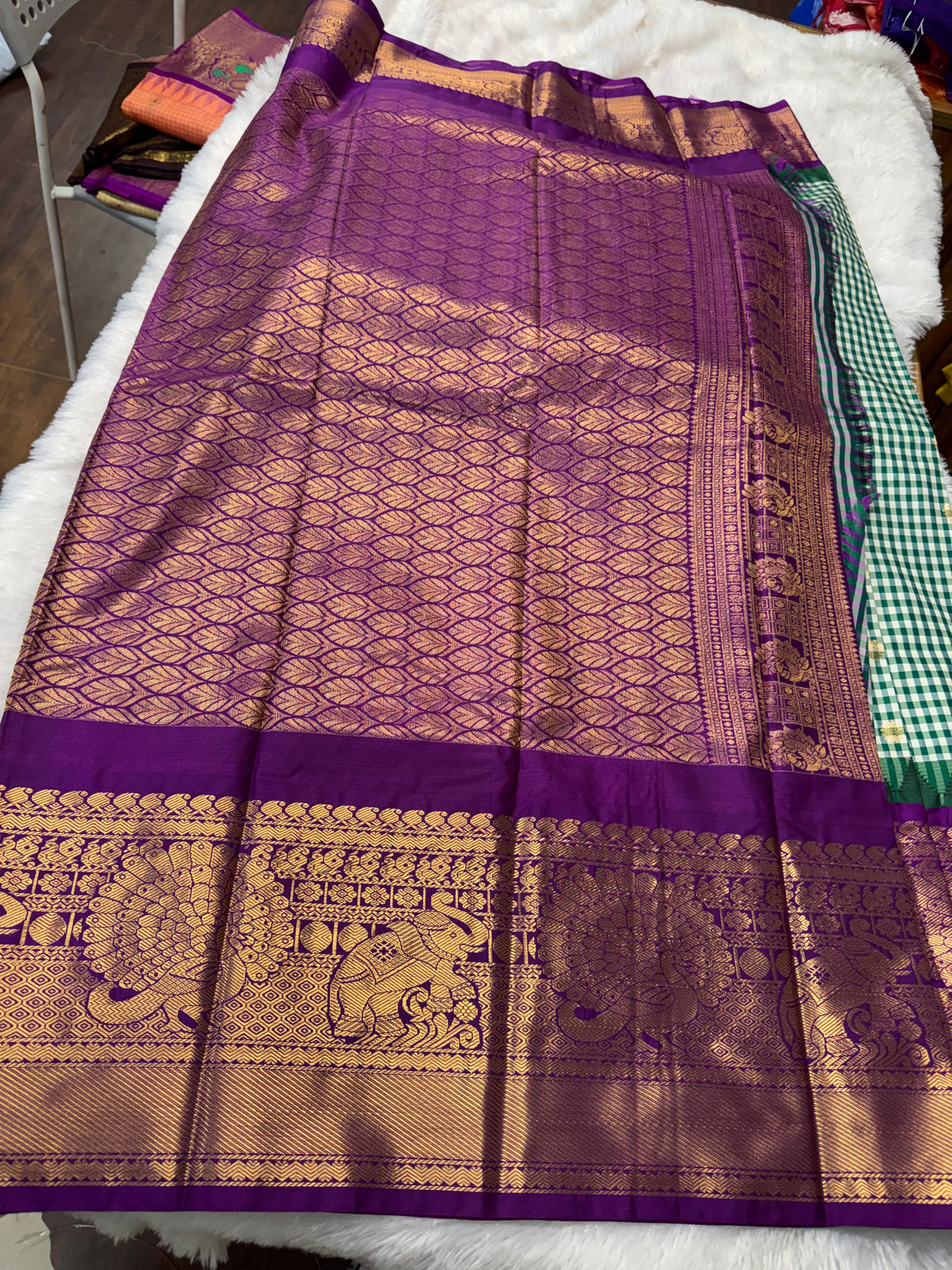 Soft Gadwal madras checks sarees-SR1329B