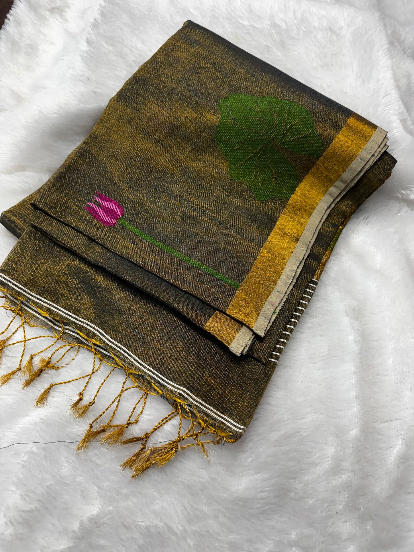 Linen tissue Jamdhani saree-SR1224G