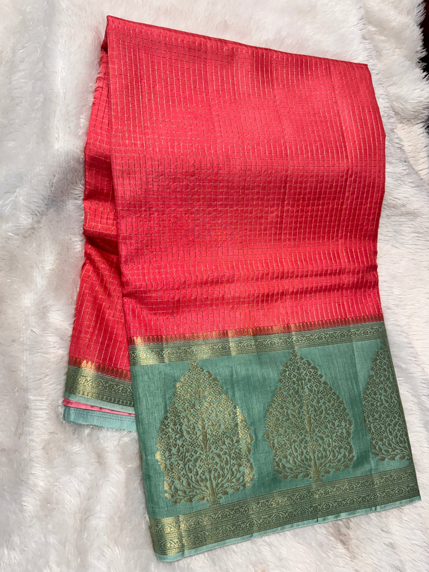 Mango pattu vintage checks saree-SR1276F