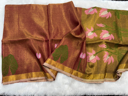Linen tissue Jamdhani saree-SR1204K