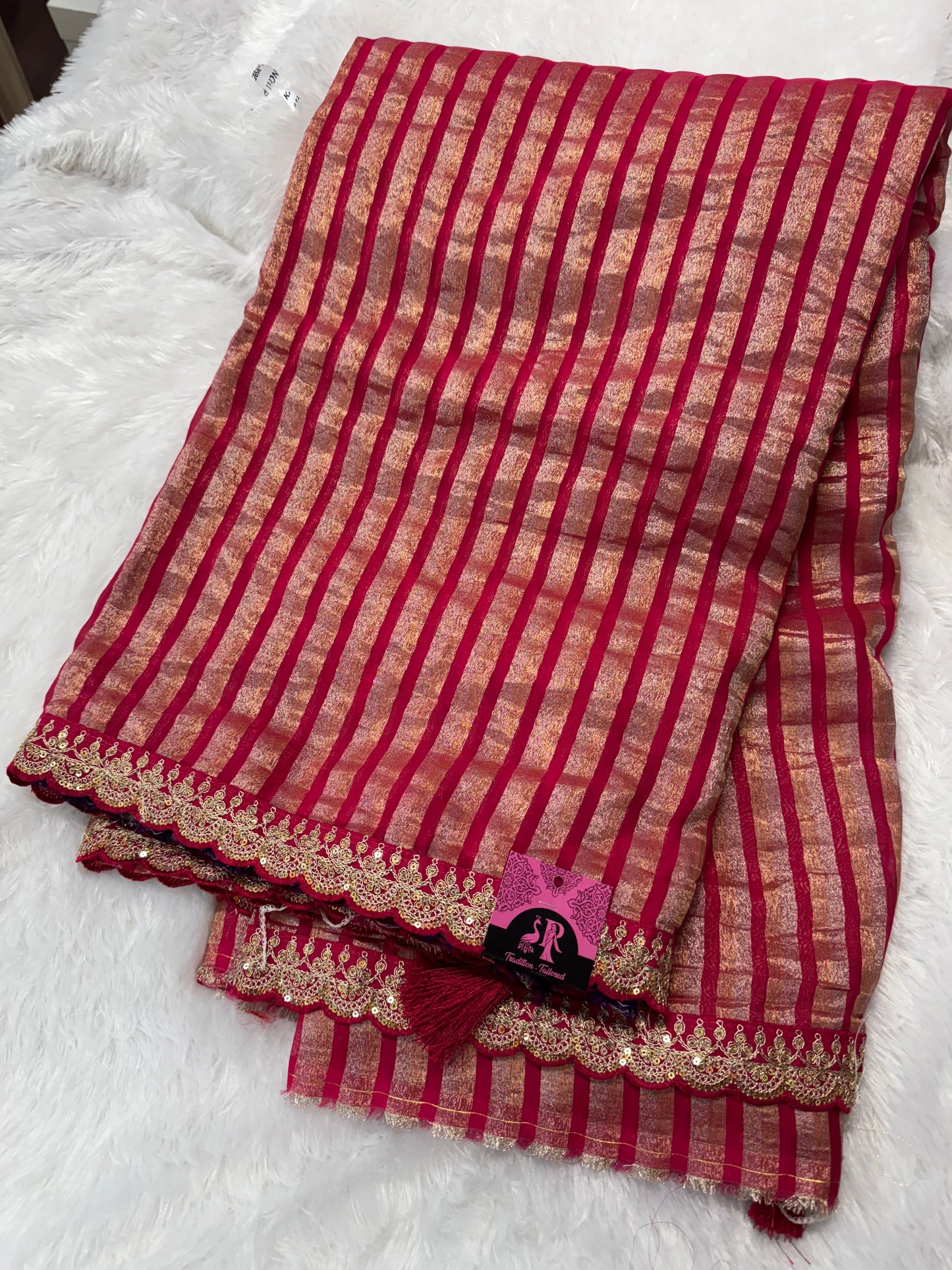 Kora tissue fancy saree-SR1120B