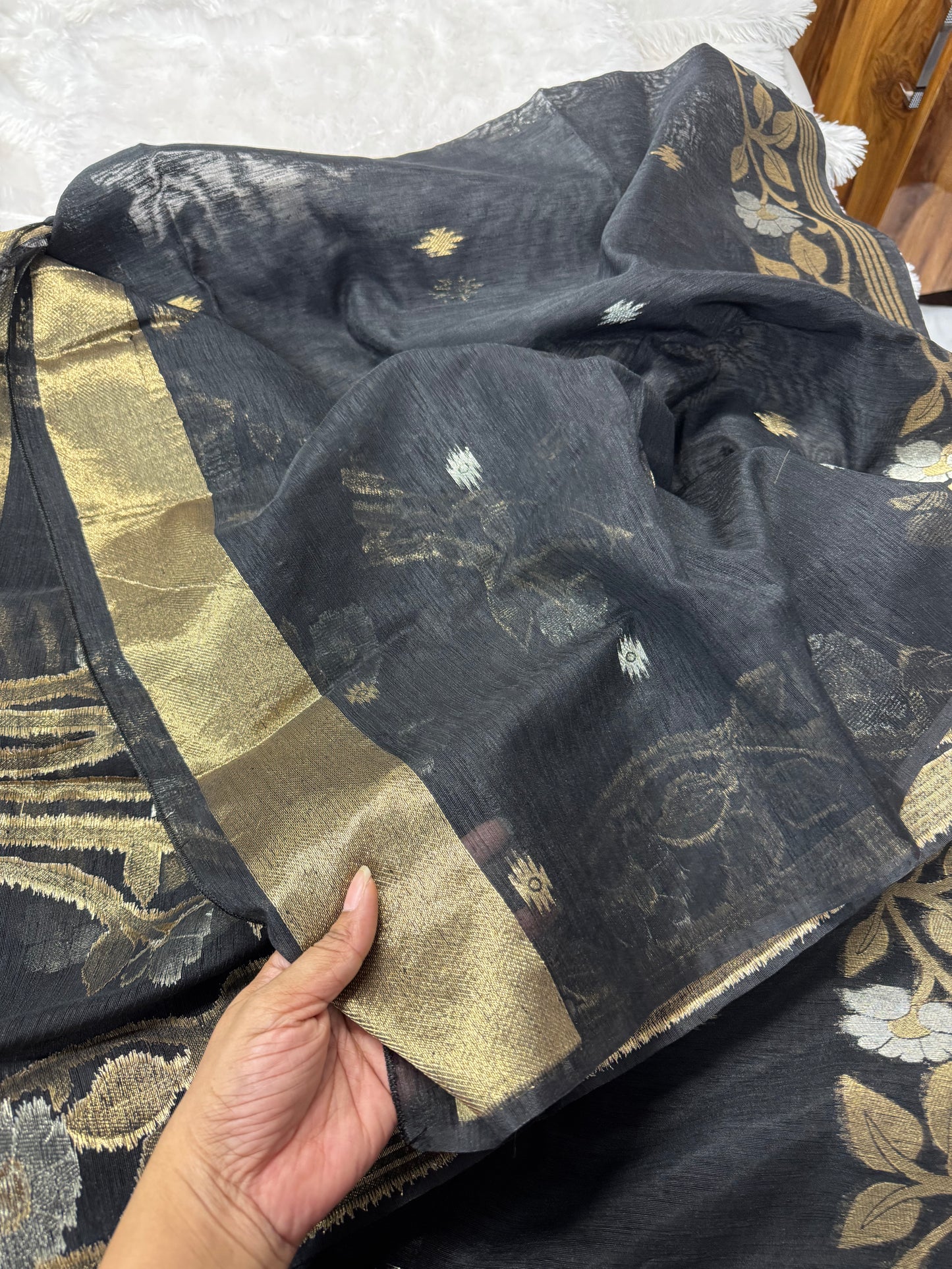 Linen silk Jamdhani saree-SR1223C