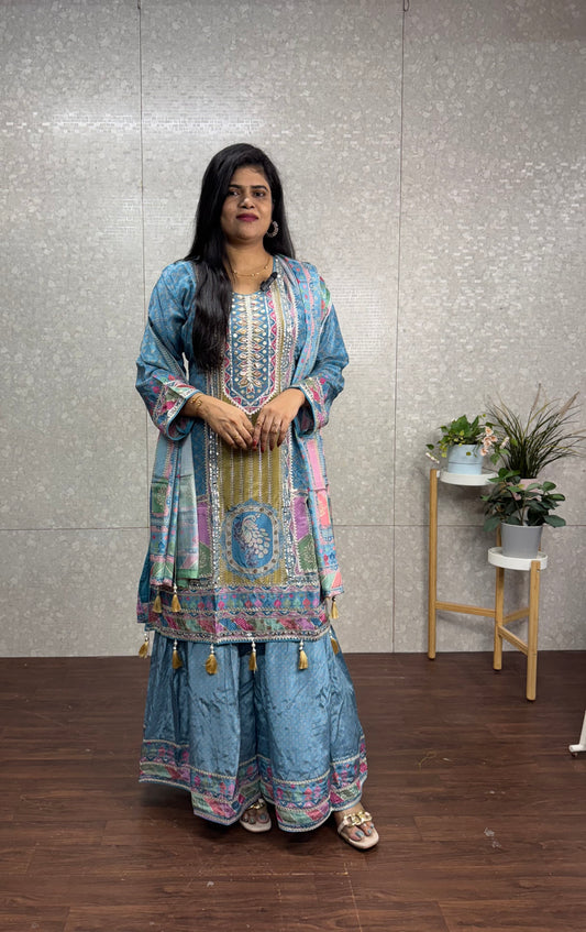 Pure crepe silk sharara-SRS018