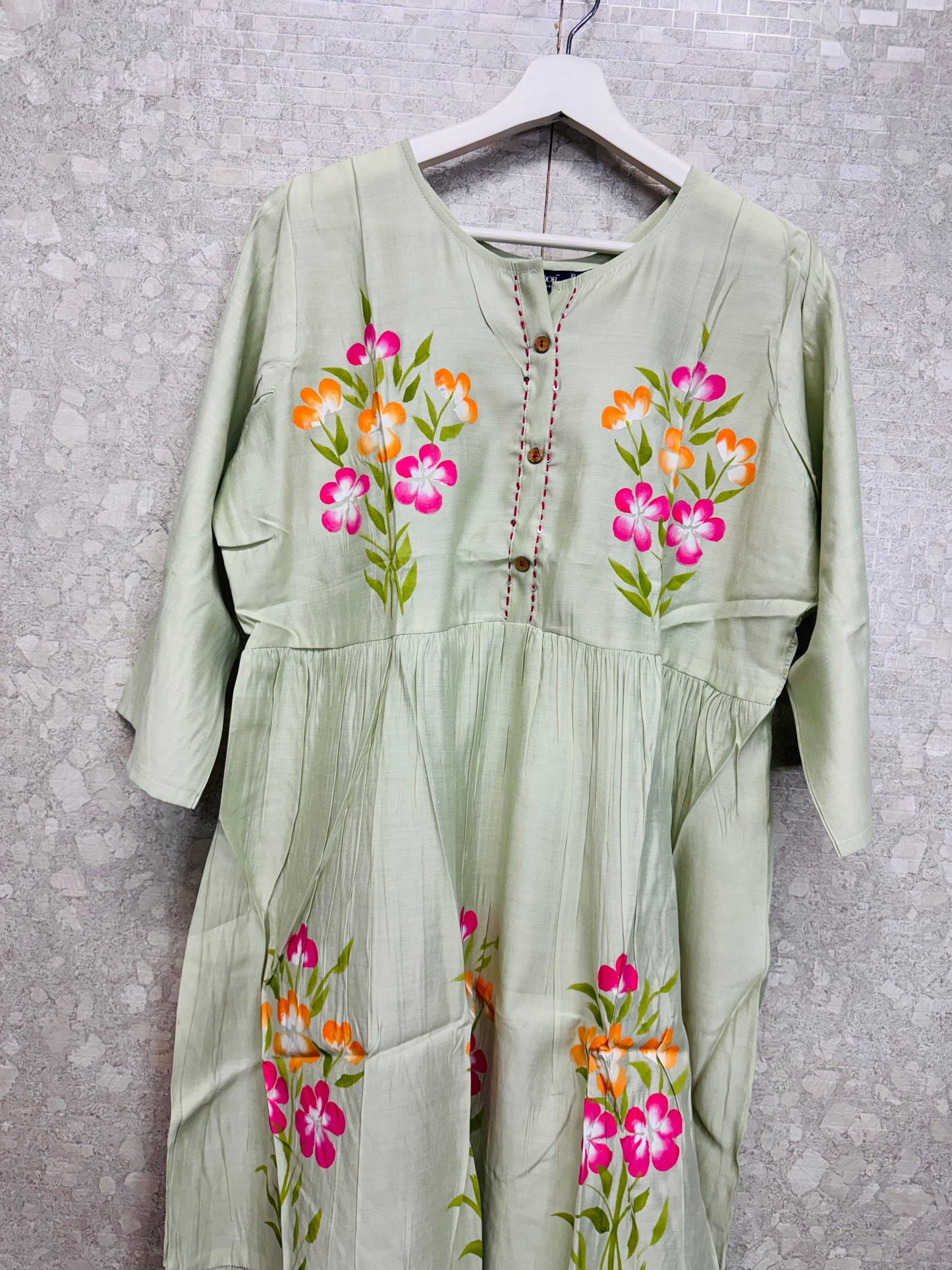 Roman silk brush paint frock-SRS061B