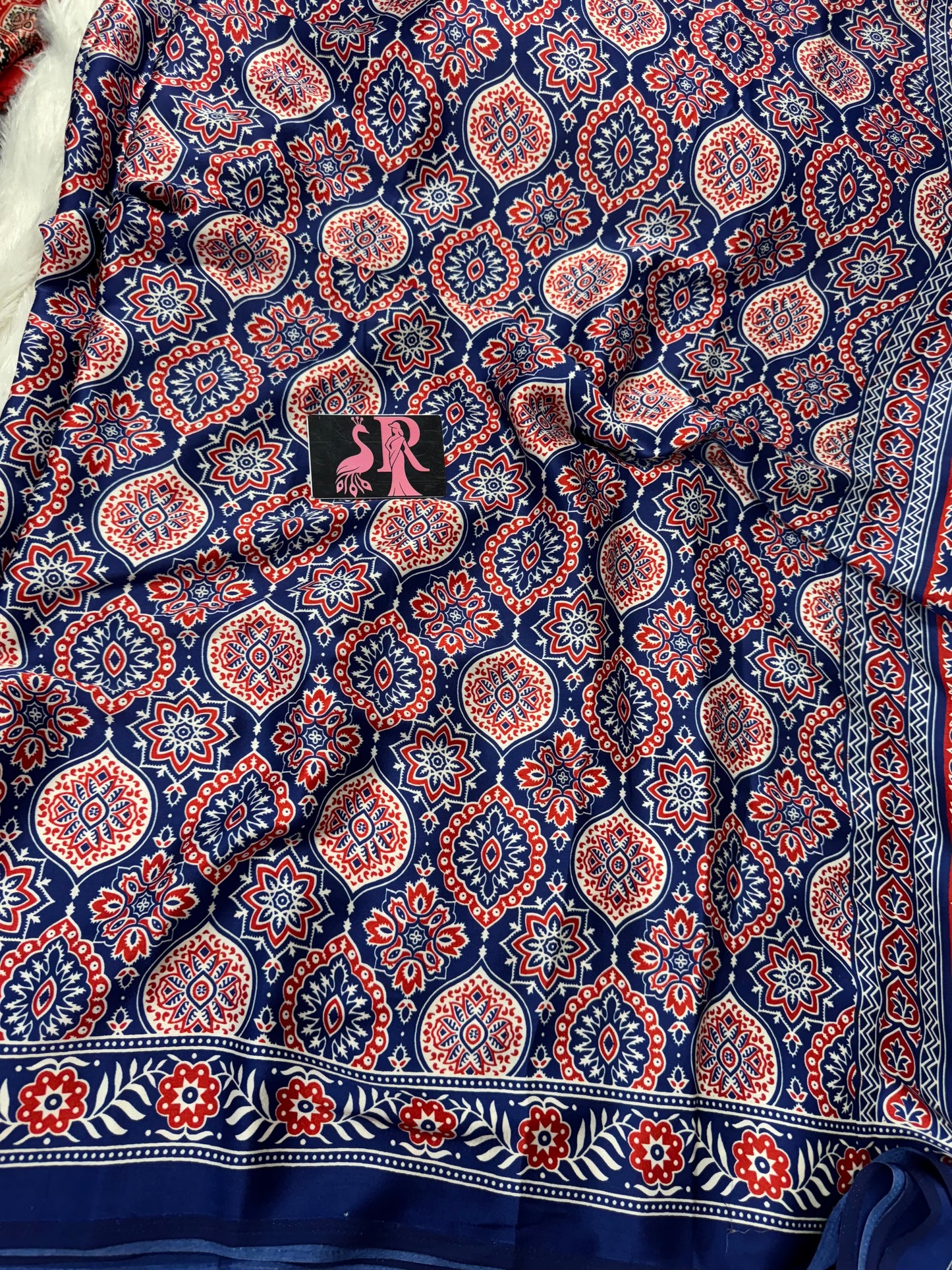 Ajrakh saree-SR1068B