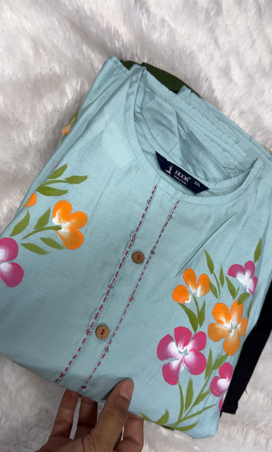 Roman silk brush paint frock-XXl