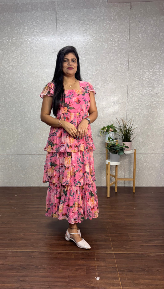 Georget printed frock -SRF1027H