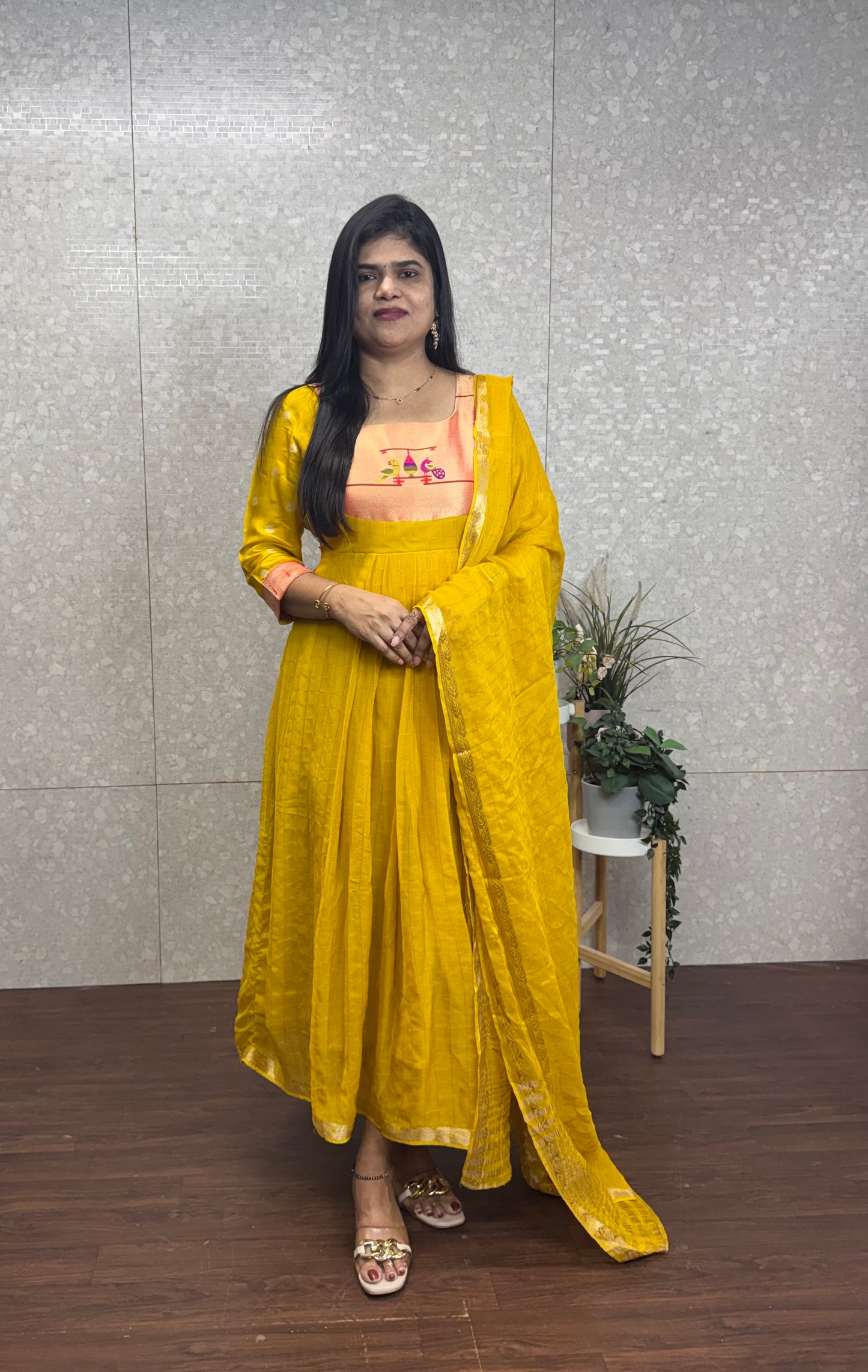 Vintage checks paithani tunic-SRF1049