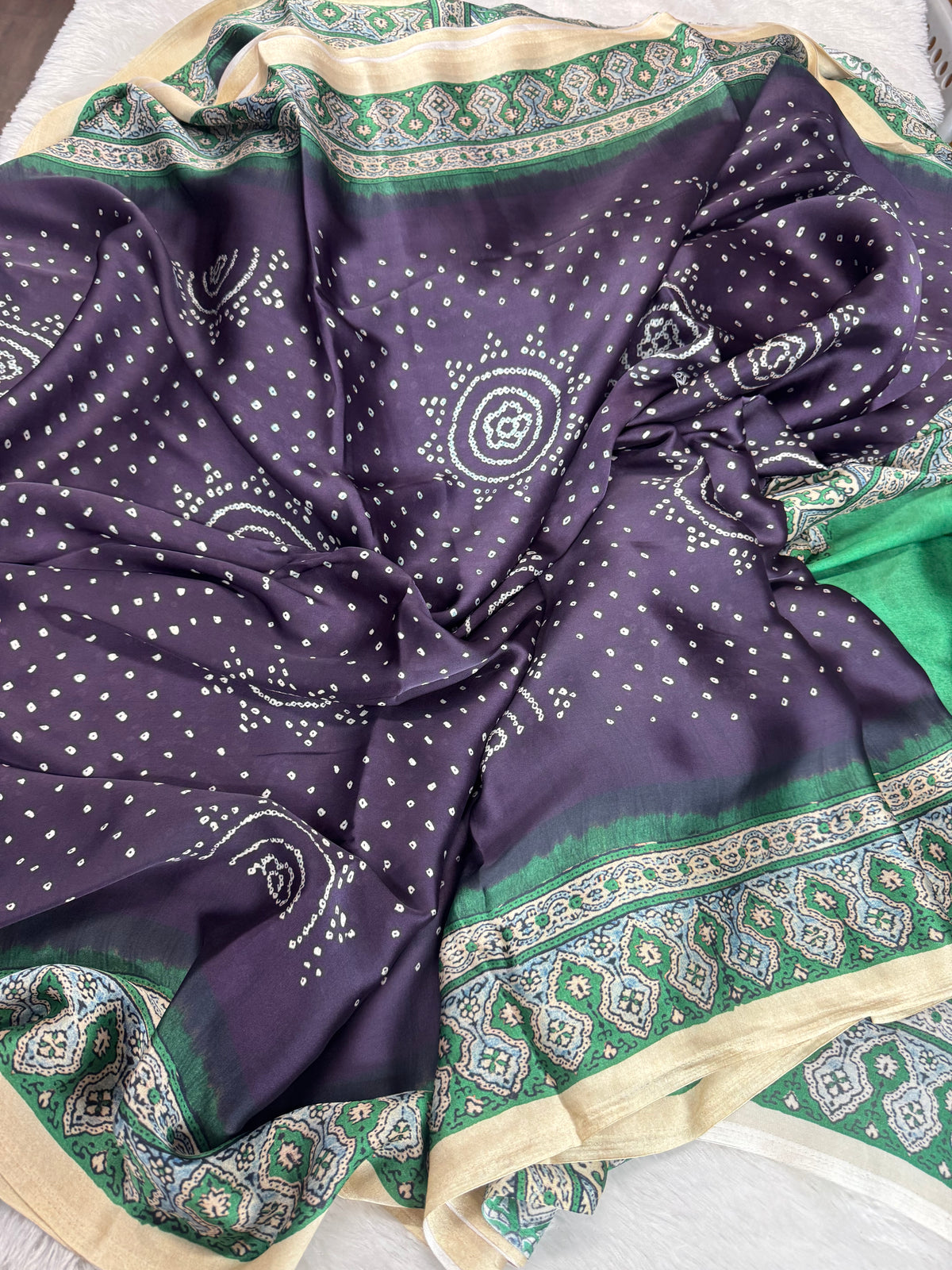 Mulberry silk ajrakh saree-SR1309E