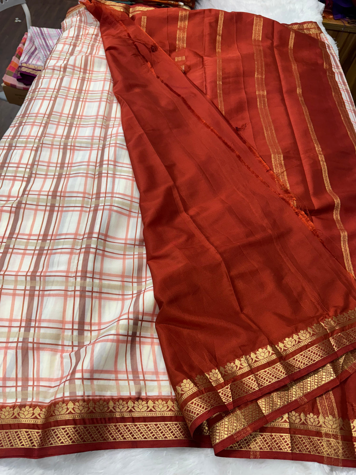 Mysore crepe madras checks-SR1327A