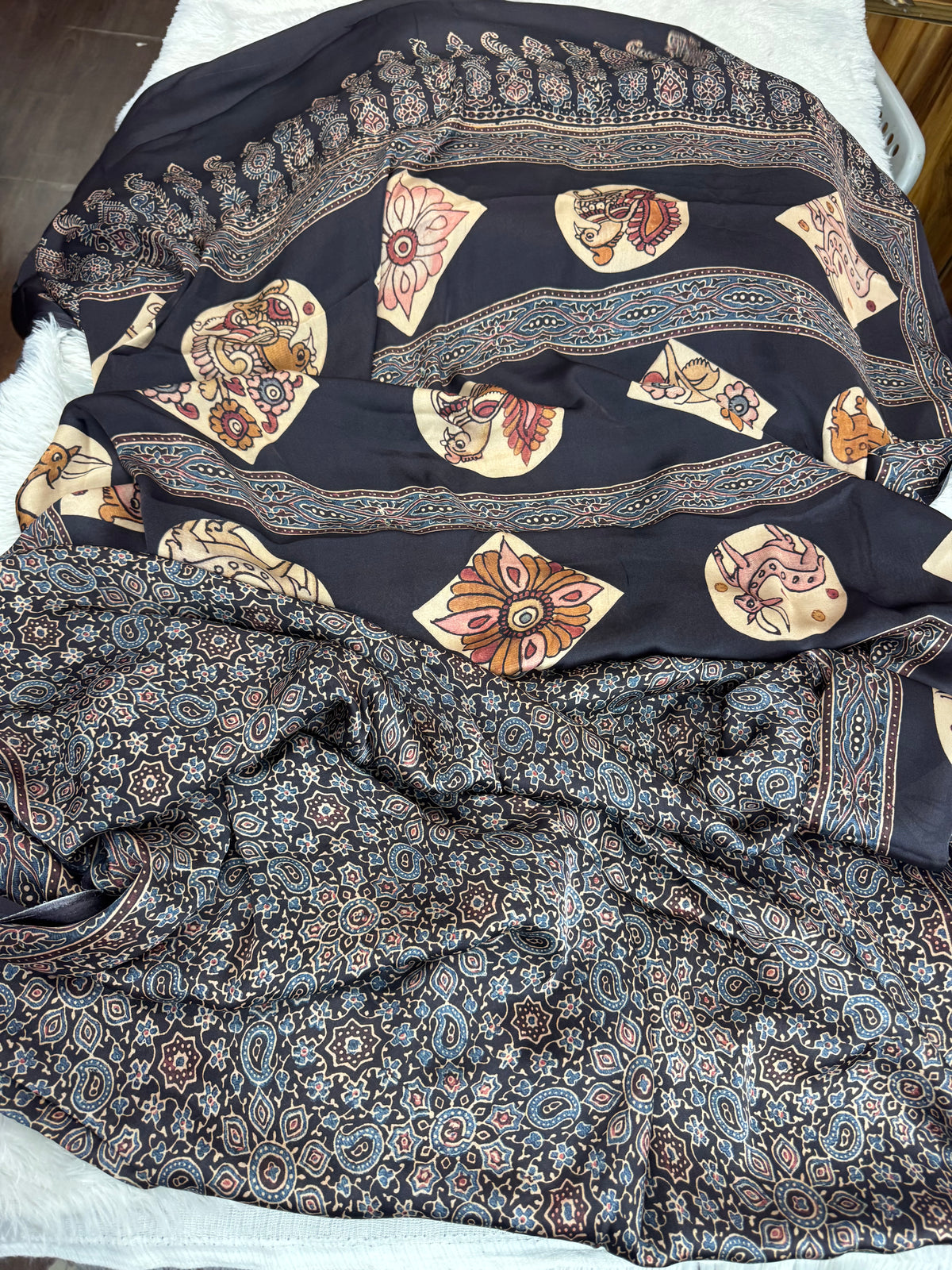 Mulberry silk Ajrakh saree-SR1309A