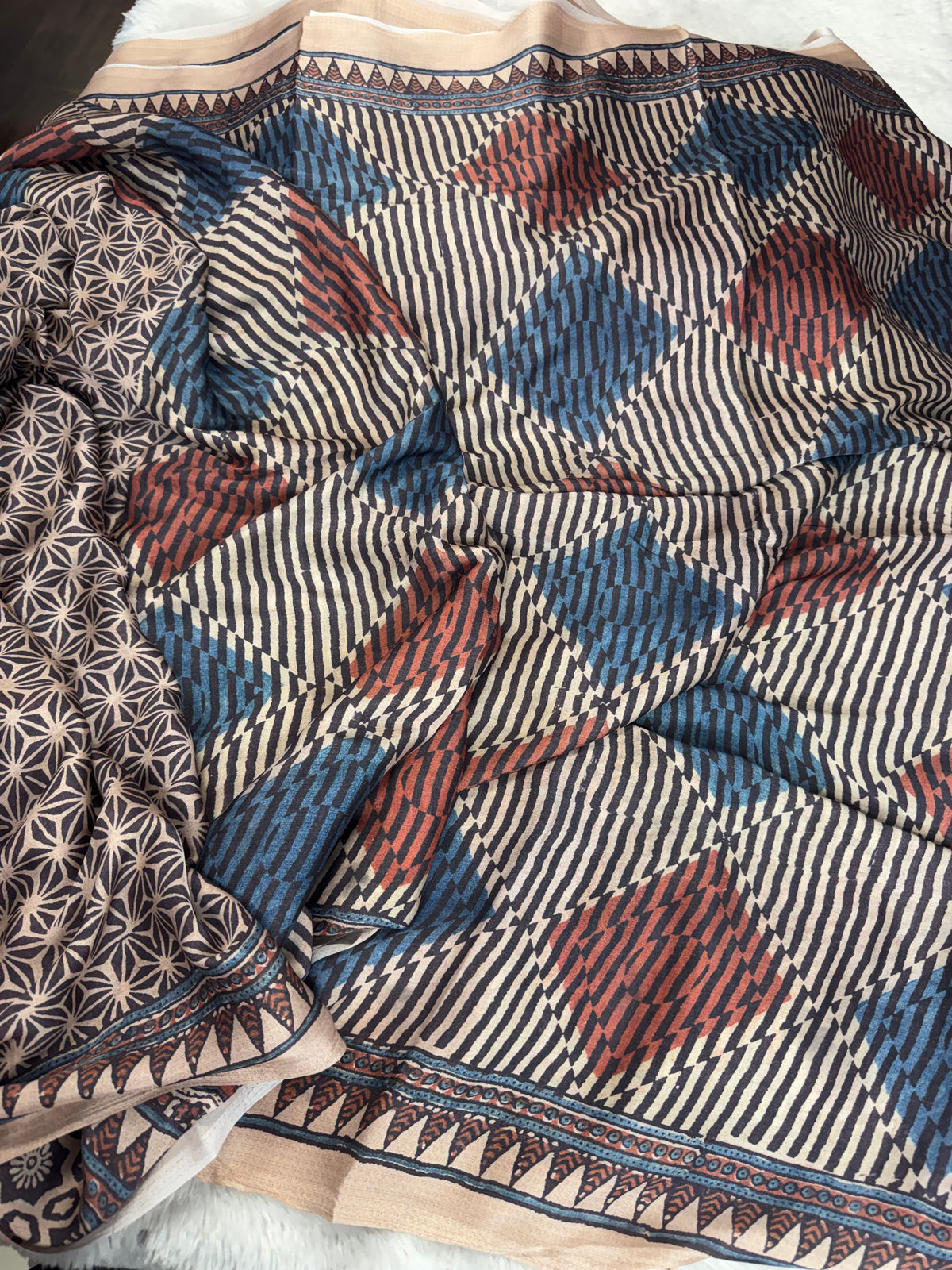 Mulberry silk Ajrakh saree-SR1309C