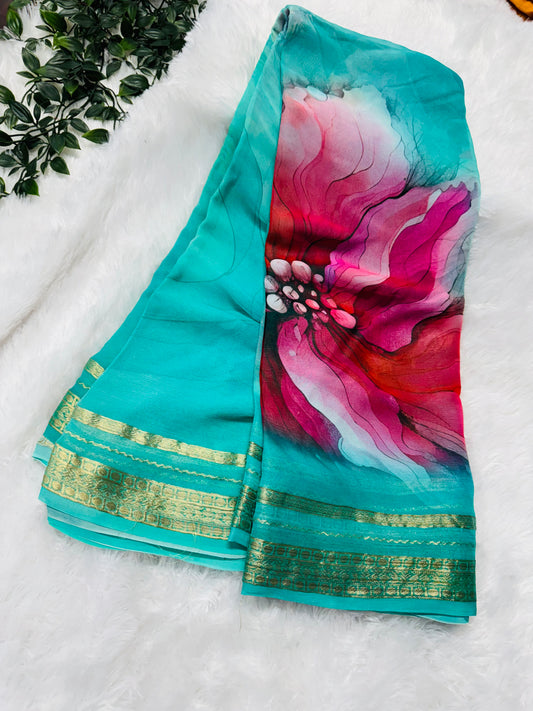 Pure chiffon digital print saree-SR1150A