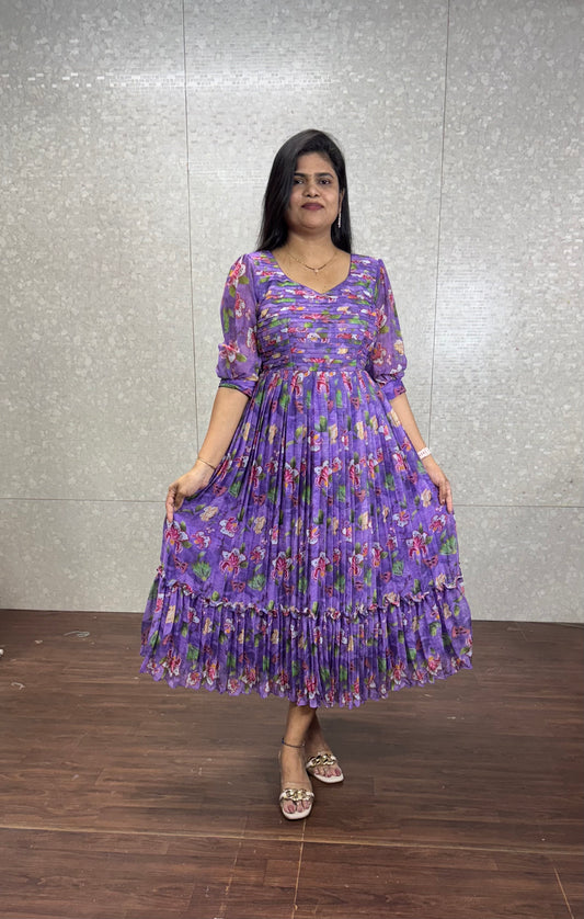 Chiffon Floral Frock-SRF1003C