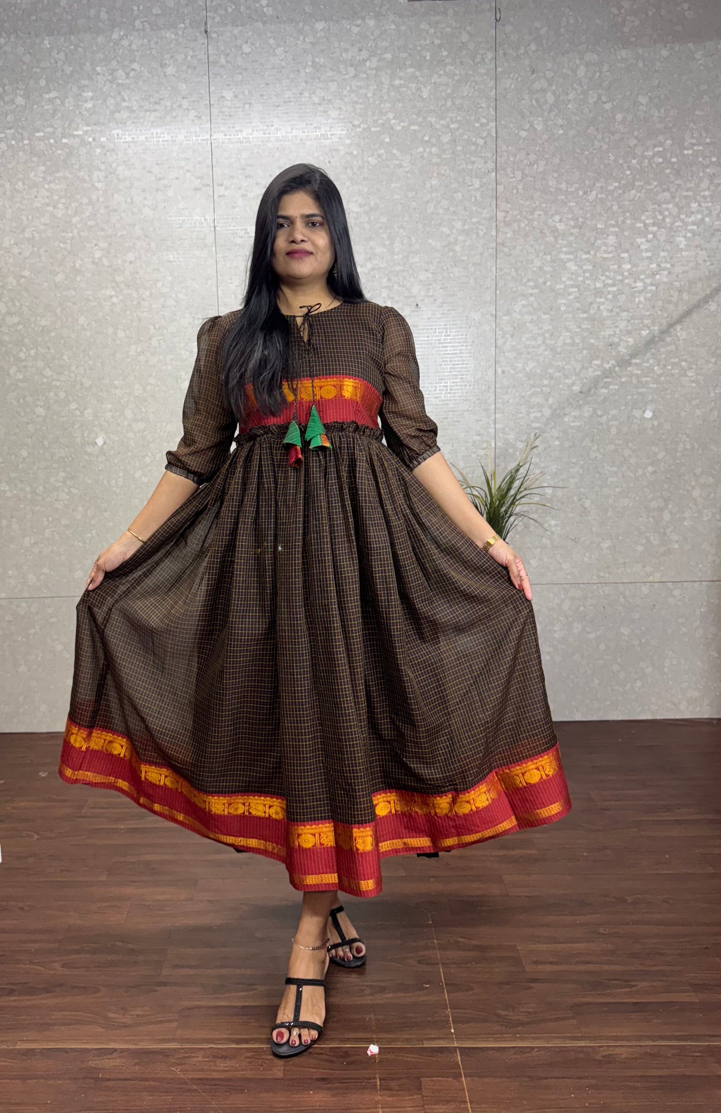 Narayanpet checks frock -SRF1048D