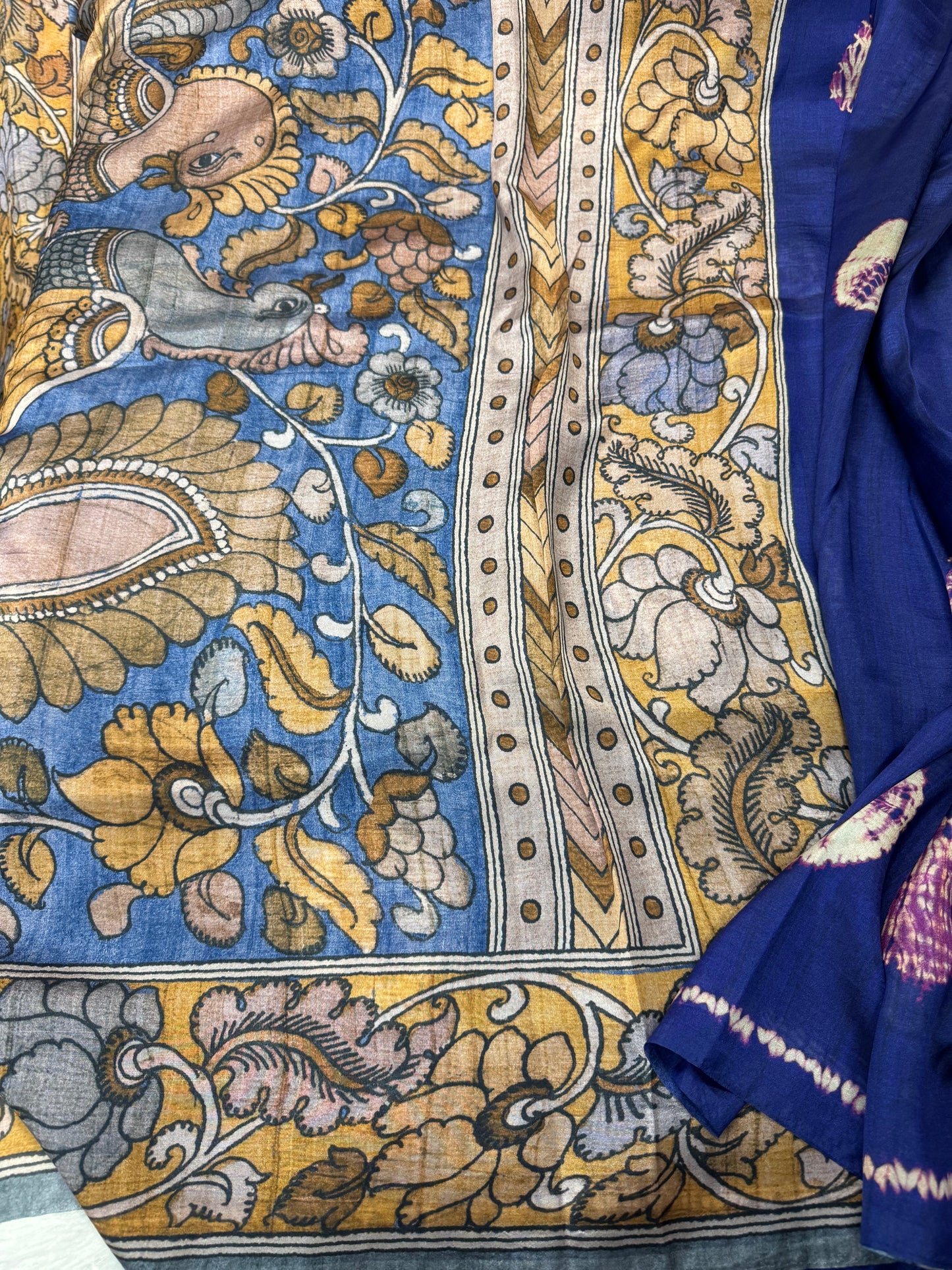 Tassar crepe silk fusion saree-SR1180G
