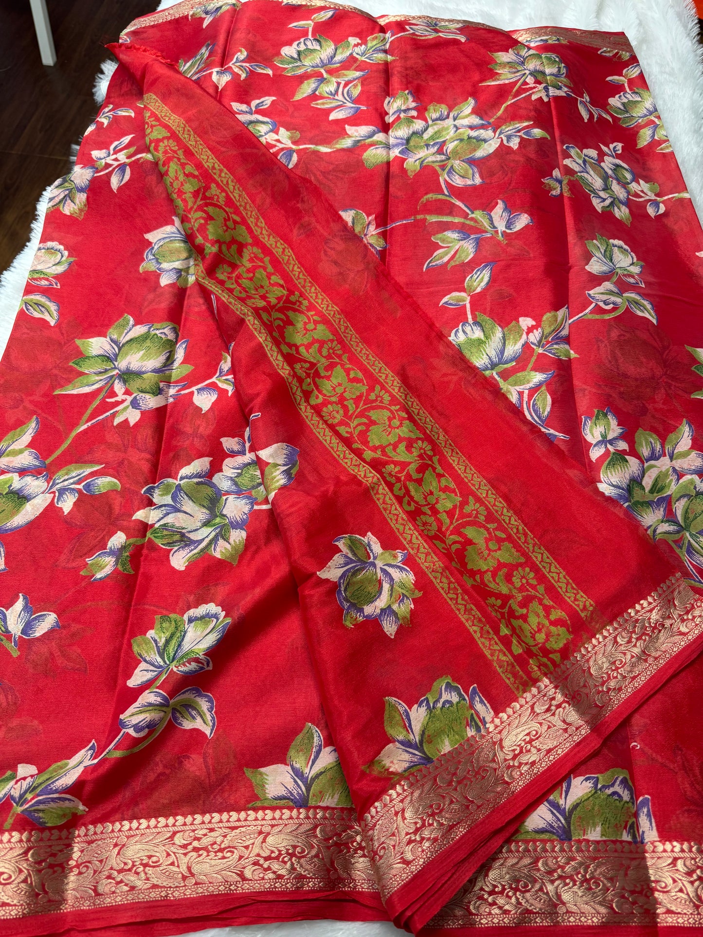 Soft chinnon Digital print saree-SR1255A