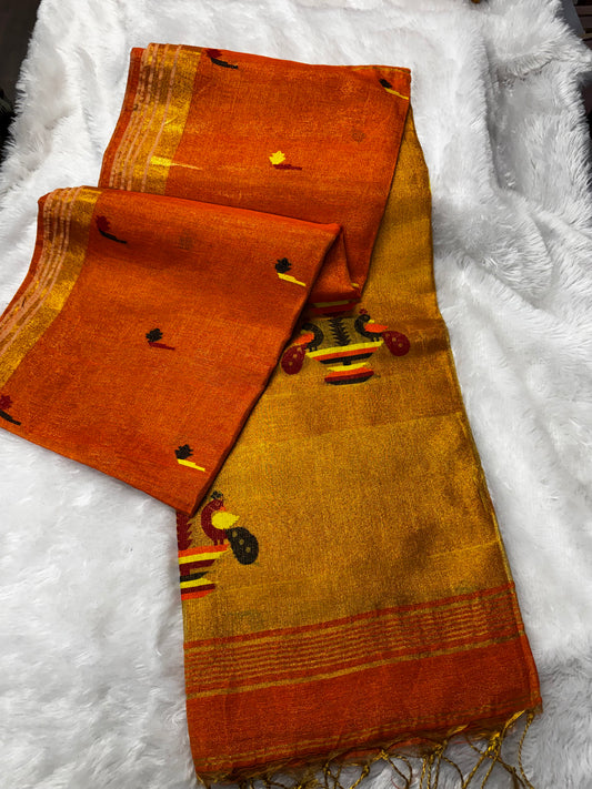 Linen tissue paithani saree-SR1224N