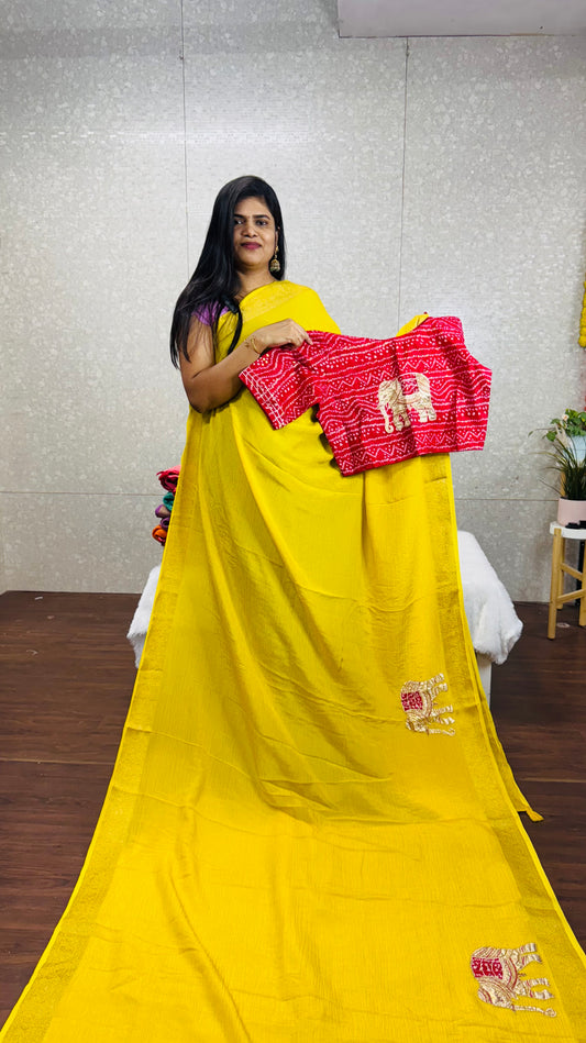 Georget crush tissue saree-SR1024F