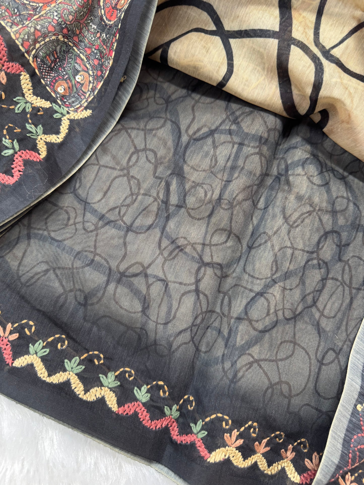 Chanderi work saree