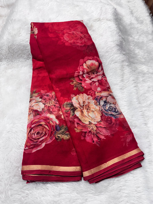 Chiffon floral saree-SR1261B