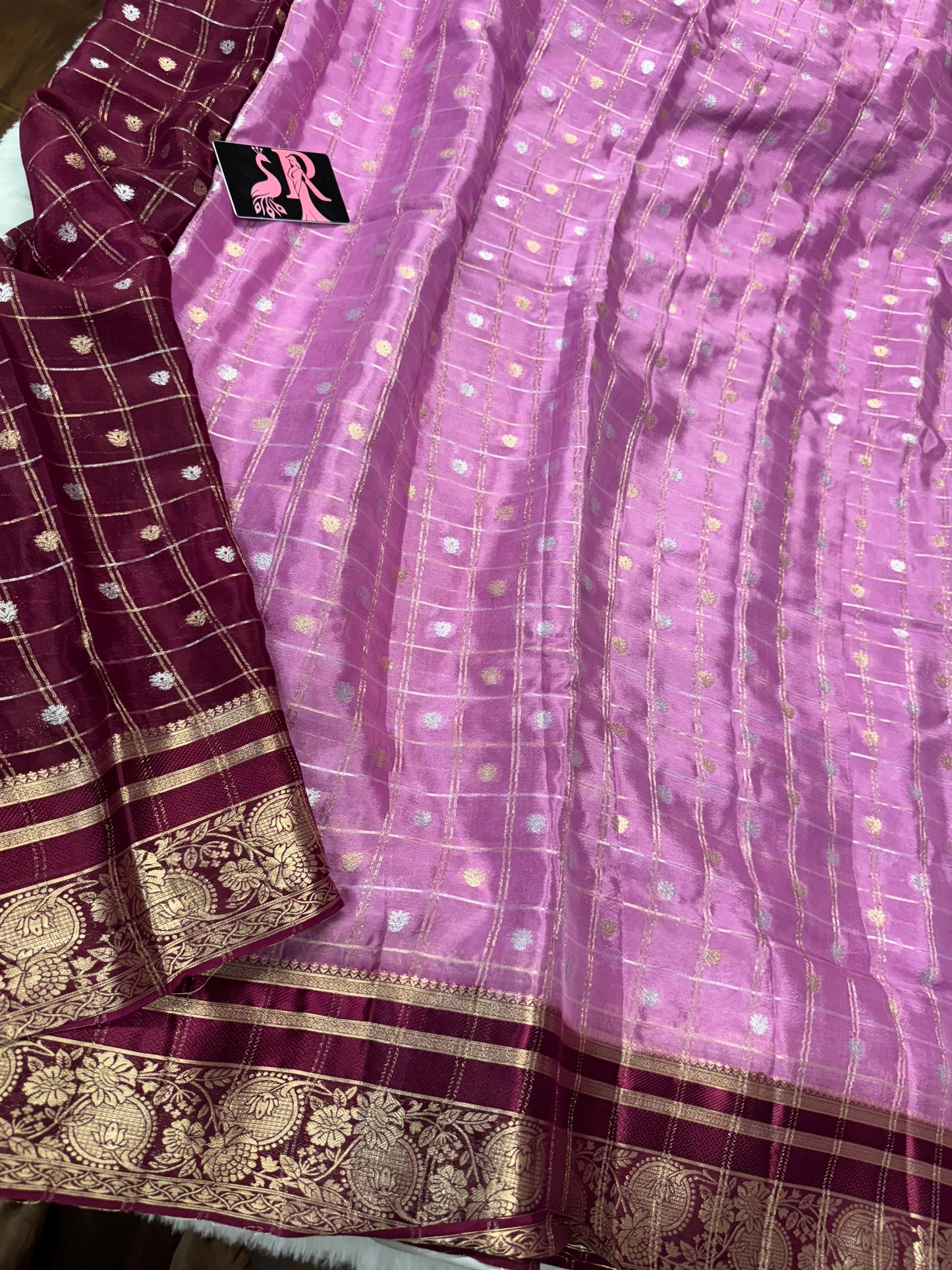 Pure Chinnon zari checks-SR1041H