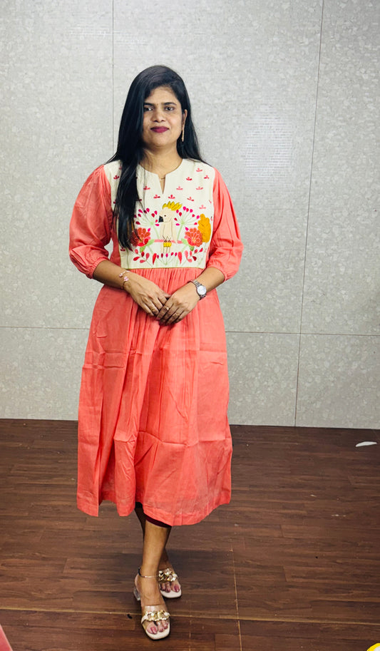 Pure mulmul cotton frock-SRF2003B