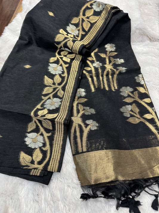 Linen silk Jamdhani saree-SR1223C