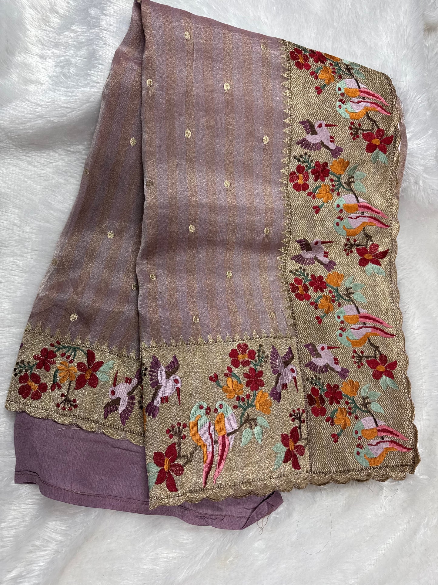 Banarasi tissue petitpoint embroidery-SRC002A