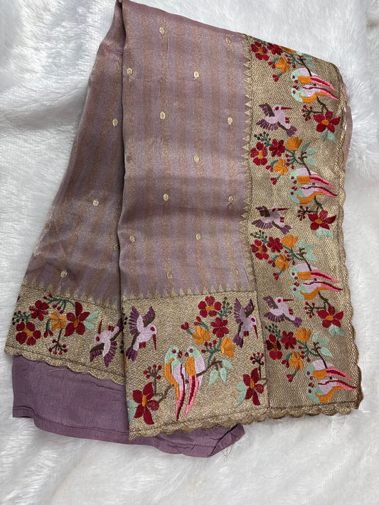 Banarasi tissue petitpoint embroidery-SRC002A