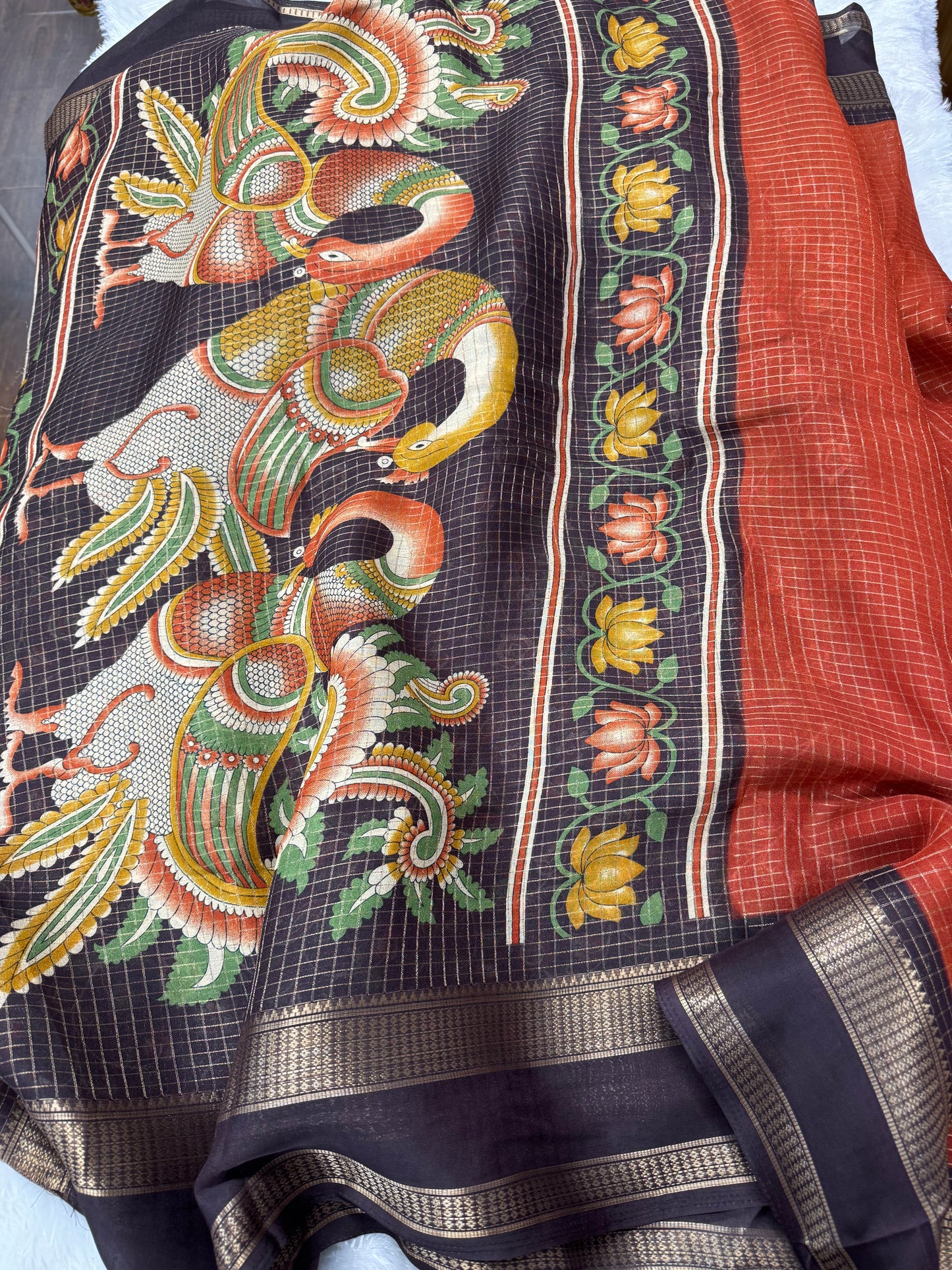 Vintage checks Kalamkari-SR1175