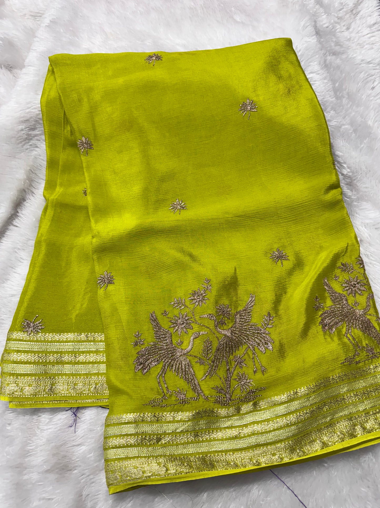 Pure chinnon fancy saree-SR1268G